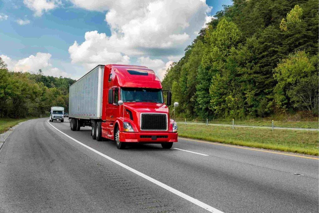 Red semi-truck