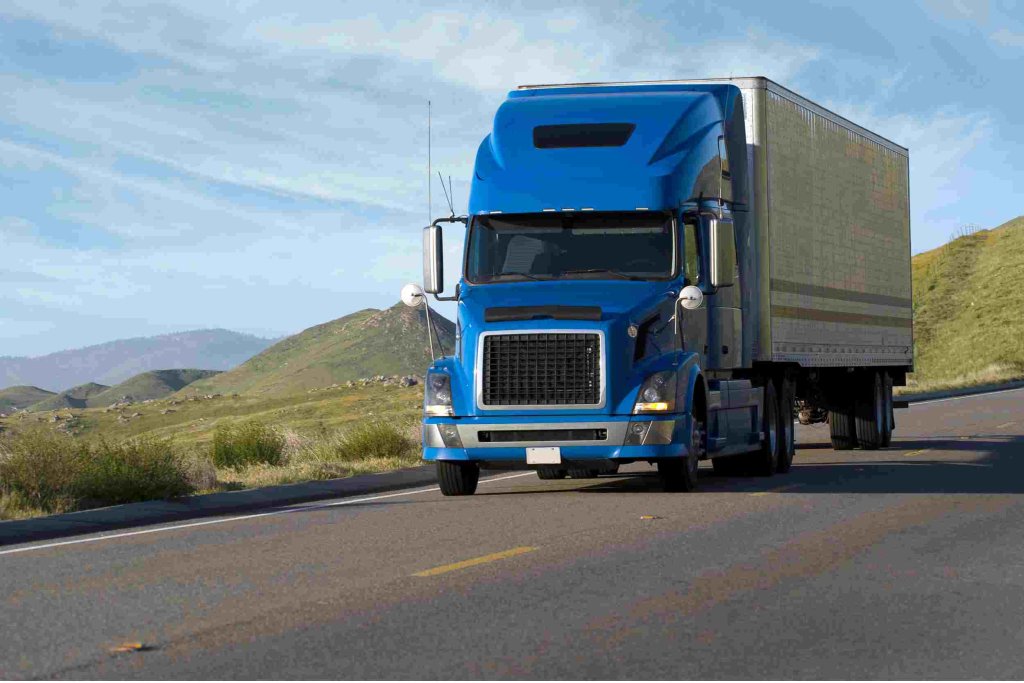 Blue semi-truck